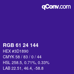 颜色代码: RGB 61 24 144 | qconv.com