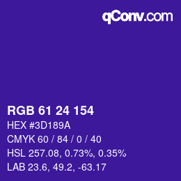 Color code: RGB 61 24 154 | qconv.com