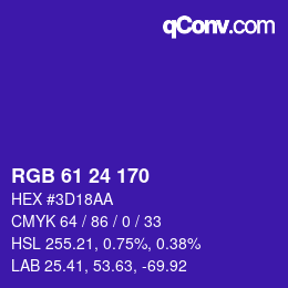 颜色代码: RGB 61 24 170 | qconv.com