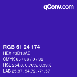 カラーコード: RGB 61 24 174 | qconv.com