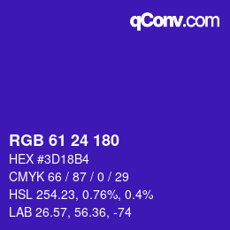 颜色代码: RGB 61 24 180 | qconv.com