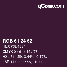 カラーコード: RGB 61 24 52 | qconv.com