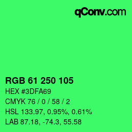 颜色代码: RGB 61 250 105 | qconv.com