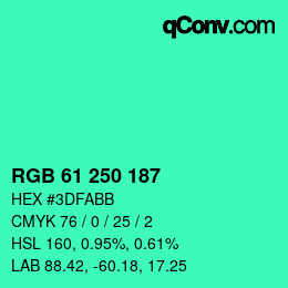 Color code: RGB 61 250 187 | qconv.com