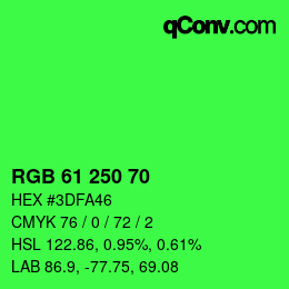 Color code: RGB 61 250 70 | qconv.com