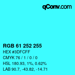 颜色代码: RGB 61 252 255 | qconv.com