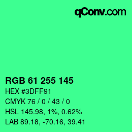 Farbcode: RGB 61 255 145 | qconv.com