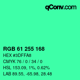 Color code: RGB 61 255 168 | qconv.com