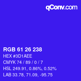 Color code: RGB 61 26 238 | qconv.com