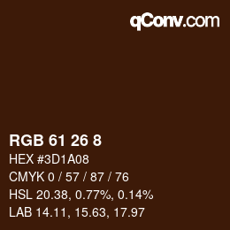 カラーコード: RGB 61 26 8 | qconv.com