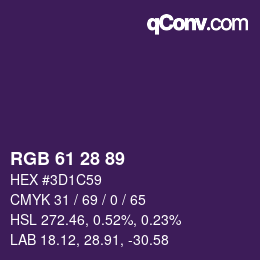 颜色代码: RGB 61 28 89 | qconv.com