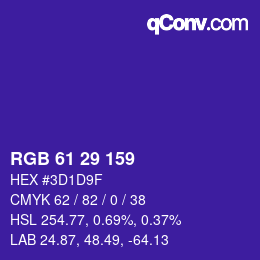 Color code: RGB 61 29 159 | qconv.com