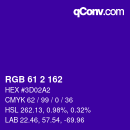 Color code: RGB 61 2 162 | qconv.com