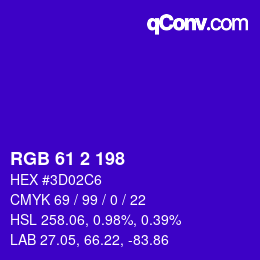 Color code: RGB 61 2 198 | qconv.com