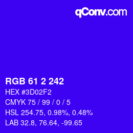 カラーコード: RGB 61 2 242 | qconv.com