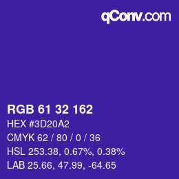 Color code: RGB 61 32 162 | qconv.com