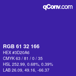 Color code: RGB 61 32 166 | qconv.com