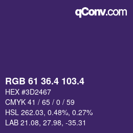 カラーコード: RGB 61 36.4 103.4 | qconv.com