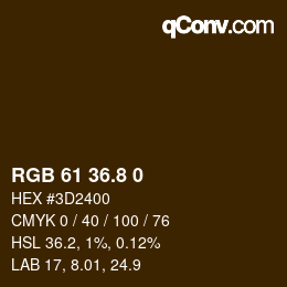 Color code: RGB 61 36.8 0 | qconv.com