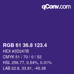 カラーコード: RGB 61 36.8 123.4 | qconv.com