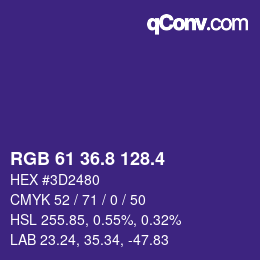 カラーコード: RGB 61 36.8 128.4 | qconv.com