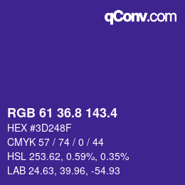 カラーコード: RGB 61 36.8 143.4 | qconv.com