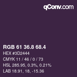 カラーコード: RGB 61 36.8 68.4 | qconv.com