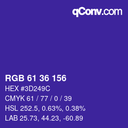Color code: RGB 61 36 156 | qconv.com