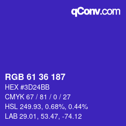 カラーコード: RGB 61 36 187 | qconv.com