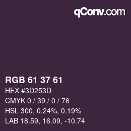 カラーコード: RGB 61 37 61 | qconv.com