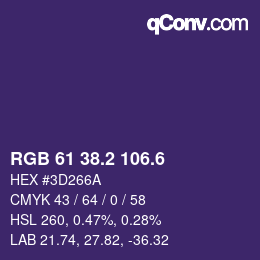 カラーコード: RGB 61 38.2 106.6 | qconv.com