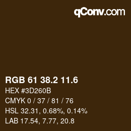 カラーコード: RGB 61 38.2 11.6 | qconv.com