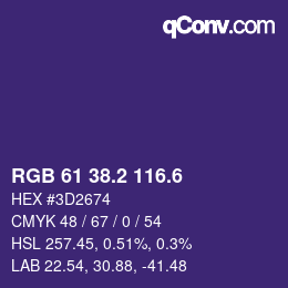 カラーコード: RGB 61 38.2 116.6 | qconv.com