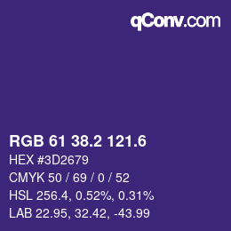 カラーコード: RGB 61 38.2 121.6 | qconv.com