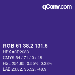 カラーコード: RGB 61 38.2 131.6 | qconv.com