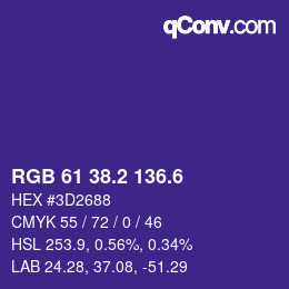 カラーコード: RGB 61 38.2 136.6 | qconv.com