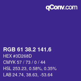 カラーコード: RGB 61 38.2 141.6 | qconv.com