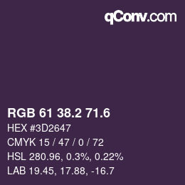カラーコード: RGB 61 38.2 71.6 | qconv.com