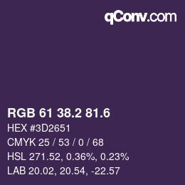 カラーコード: RGB 61 38.2 81.6 | qconv.com