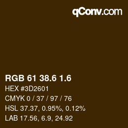 カラーコード: RGB 61 38.6 1.6 | qconv.com