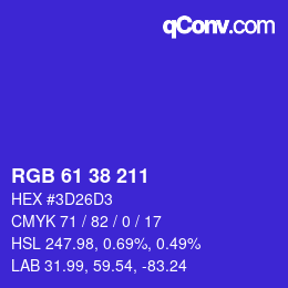 Color code: RGB 61 38 211 | qconv.com