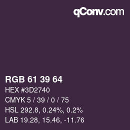 颜色代码: RGB 61 39 64 | qconv.com