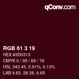 Color code: RGB 61 3 19 | qconv.com