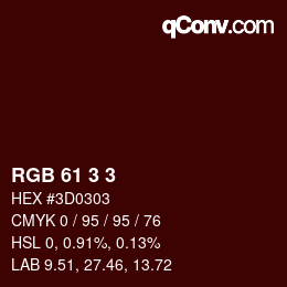 Color code: RGB 61 3 3 | qconv.com
