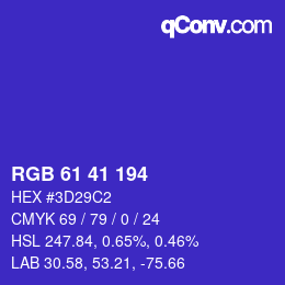 Color code: RGB 61 41 194 | qconv.com
