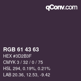 颜色代码: RGB 61 43 63 | qconv.com