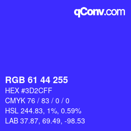 颜色代码: RGB 61 44 255 | qconv.com