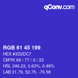 カラーコード: RGB 61 45 199 | qconv.com