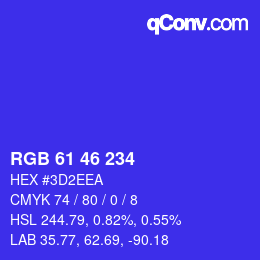 カラーコード: RGB 61 46 234 | qconv.com