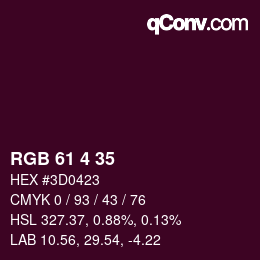 Color code: RGB 61 4 35 | qconv.com